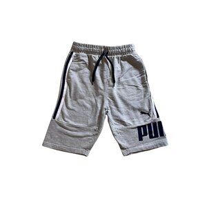 Puma Boys’ Athletic Shorts – Gray Size M (10–12) – Logo & Side Stripes